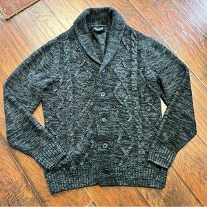 Carbon Cable Knit Shawl Collar Cardigan size L